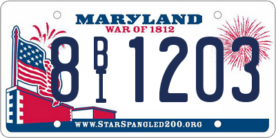 MD license plate 8BI1203