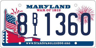 MD license plate 8BI1360