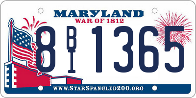 MD license plate 8BI1365