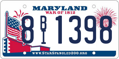MD license plate 8BI1398