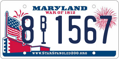 MD license plate 8BI1567