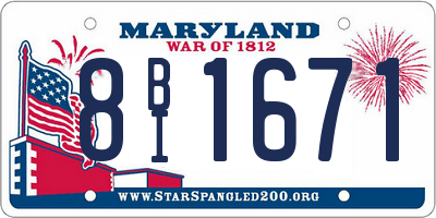 MD license plate 8BI1671