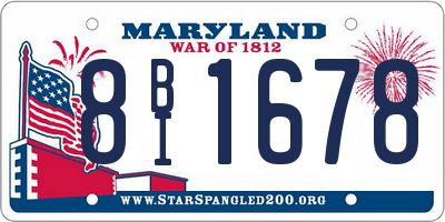 MD license plate 8BI1678