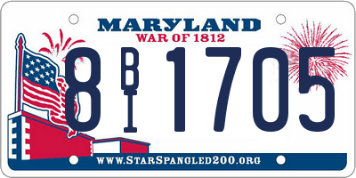 MD license plate 8BI1705