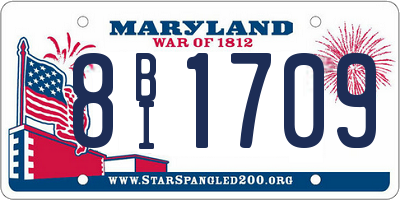 MD license plate 8BI1709