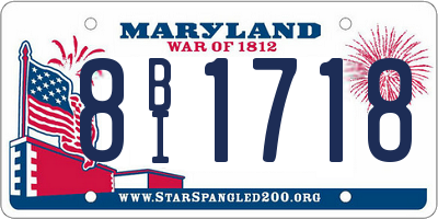 MD license plate 8BI1718