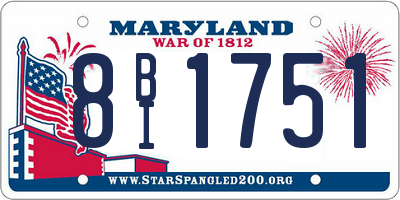MD license plate 8BI1751