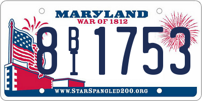 MD license plate 8BI1753