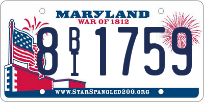 MD license plate 8BI1759