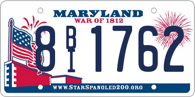 MD license plate 8BI1762