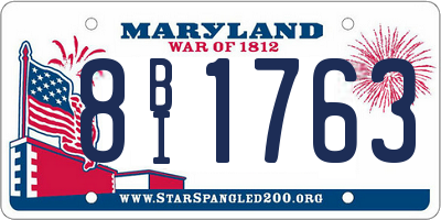 MD license plate 8BI1763
