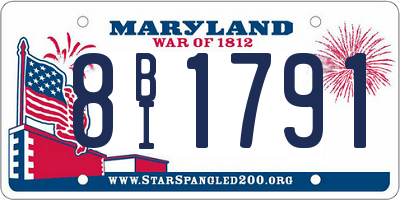 MD license plate 8BI1791