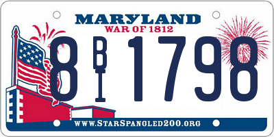 MD license plate 8BI1798