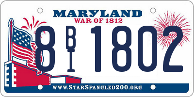 MD license plate 8BI1802
