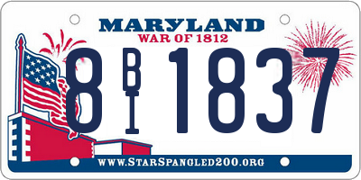 MD license plate 8BI1837