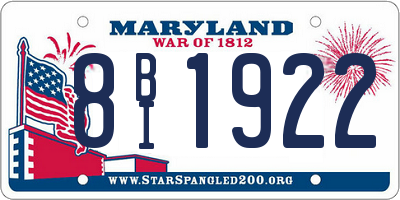MD license plate 8BI1922
