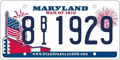 MD license plate 8BI1929
