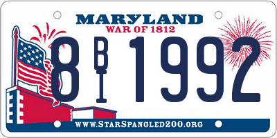 MD license plate 8BI1992