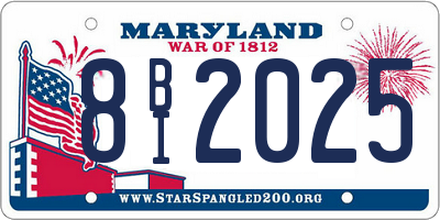 MD license plate 8BI2025