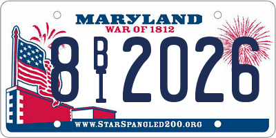 MD license plate 8BI2026