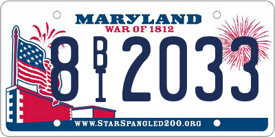 MD license plate 8BI2033