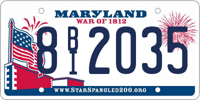 MD license plate 8BI2035