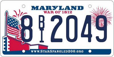 MD license plate 8BI2049