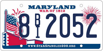 MD license plate 8BI2052