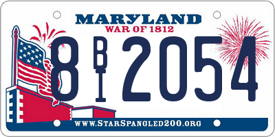 MD license plate 8BI2054