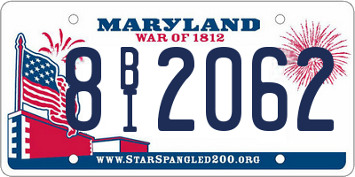 MD license plate 8BI2062