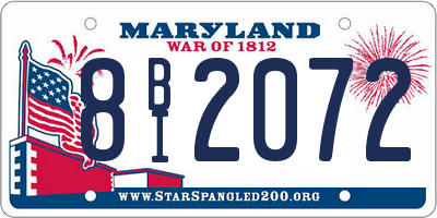 MD license plate 8BI2072