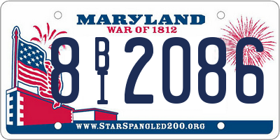 MD license plate 8BI2086