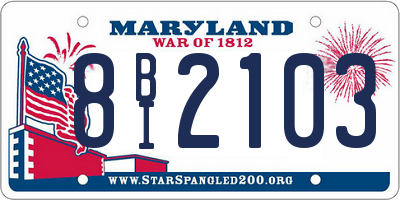 MD license plate 8BI2103