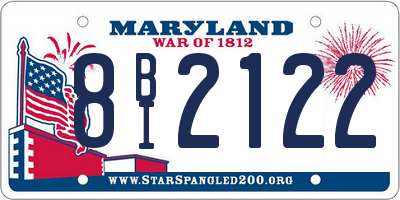 MD license plate 8BI2122