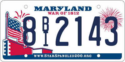MD license plate 8BI2143