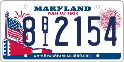 MD license plate 8BI2154