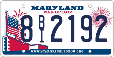 MD license plate 8BI2192