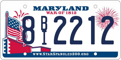 MD license plate 8BI2212