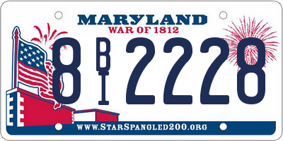 MD license plate 8BI2228