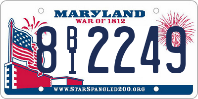 MD license plate 8BI2249
