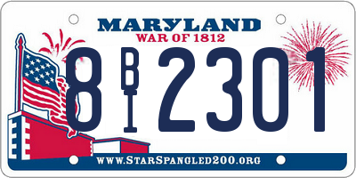 MD license plate 8BI2301