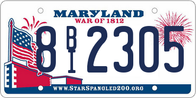 MD license plate 8BI2305