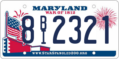 MD license plate 8BI2321