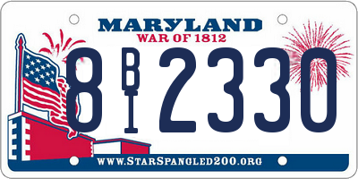 MD license plate 8BI2330