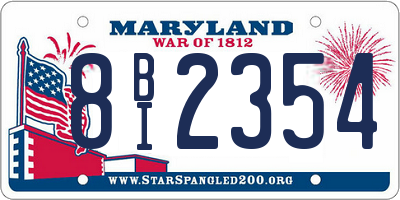 MD license plate 8BI2354