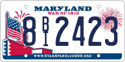 MD license plate 8BI2423