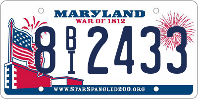 MD license plate 8BI2433