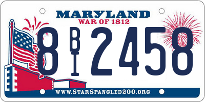 MD license plate 8BI2458
