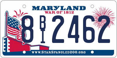 MD license plate 8BI2462
