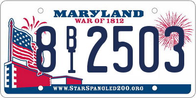 MD license plate 8BI2503